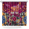 Personalized Brisbane Lions Shower Curtain Aboriginal Dot Painting Graffiti Style