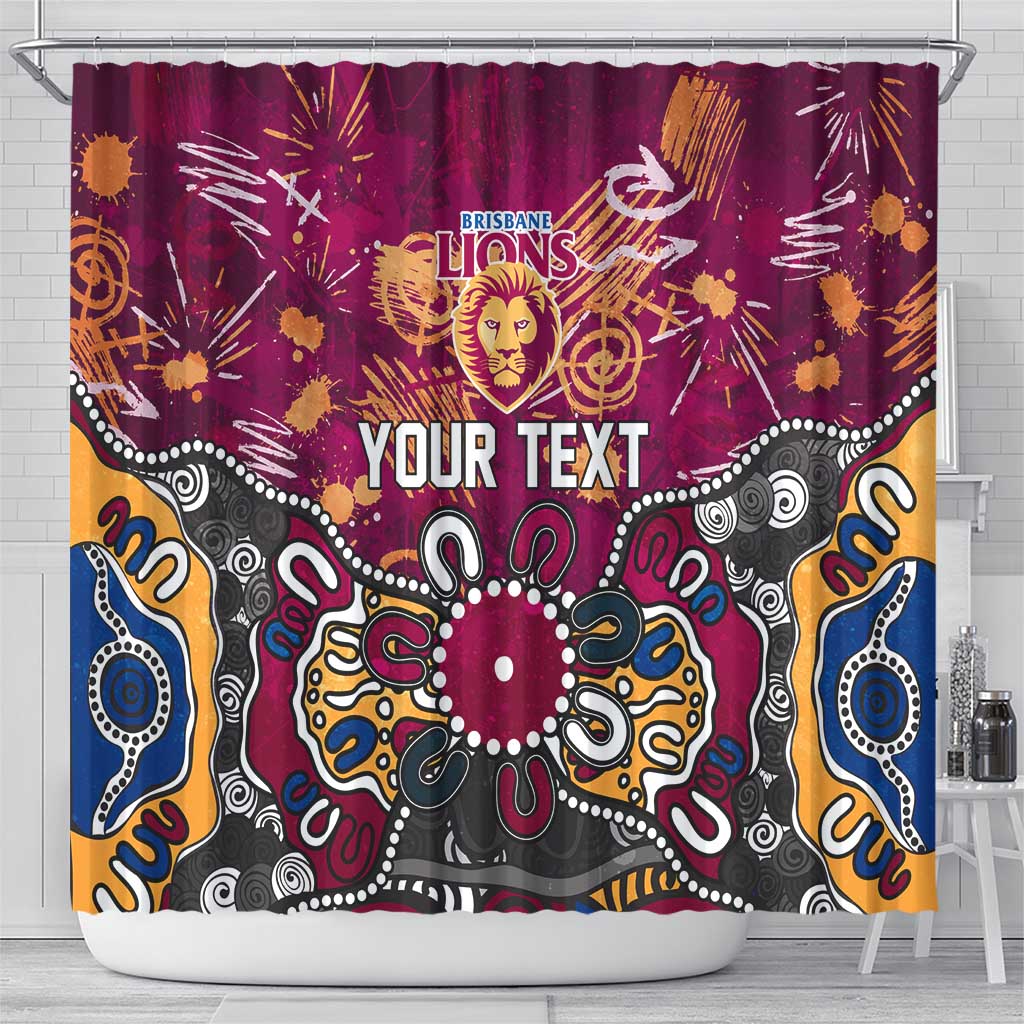 Personalized Brisbane Lions Shower Curtain Aboriginal Dot Painting Graffiti Style