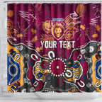Personalized Brisbane Lions Shower Curtain Aboriginal Dot Painting Graffiti Style