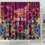 Personalized Brisbane Lions Shower Curtain Aboriginal Dot Painting Graffiti Style