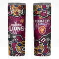 Personalized Brisbane Lions Skinny Tumbler Aboriginal Dot Painting Graffiti Style