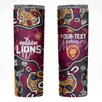 Personalized Brisbane Lions Skinny Tumbler Aboriginal Dot Painting Graffiti Style