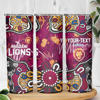 Personalized Brisbane Lions Skinny Tumbler Aboriginal Dot Painting Graffiti Style