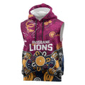 Personalized Brisbane Lions Sleeveless Hoodie Aboriginal Dot Painting Graffiti Style