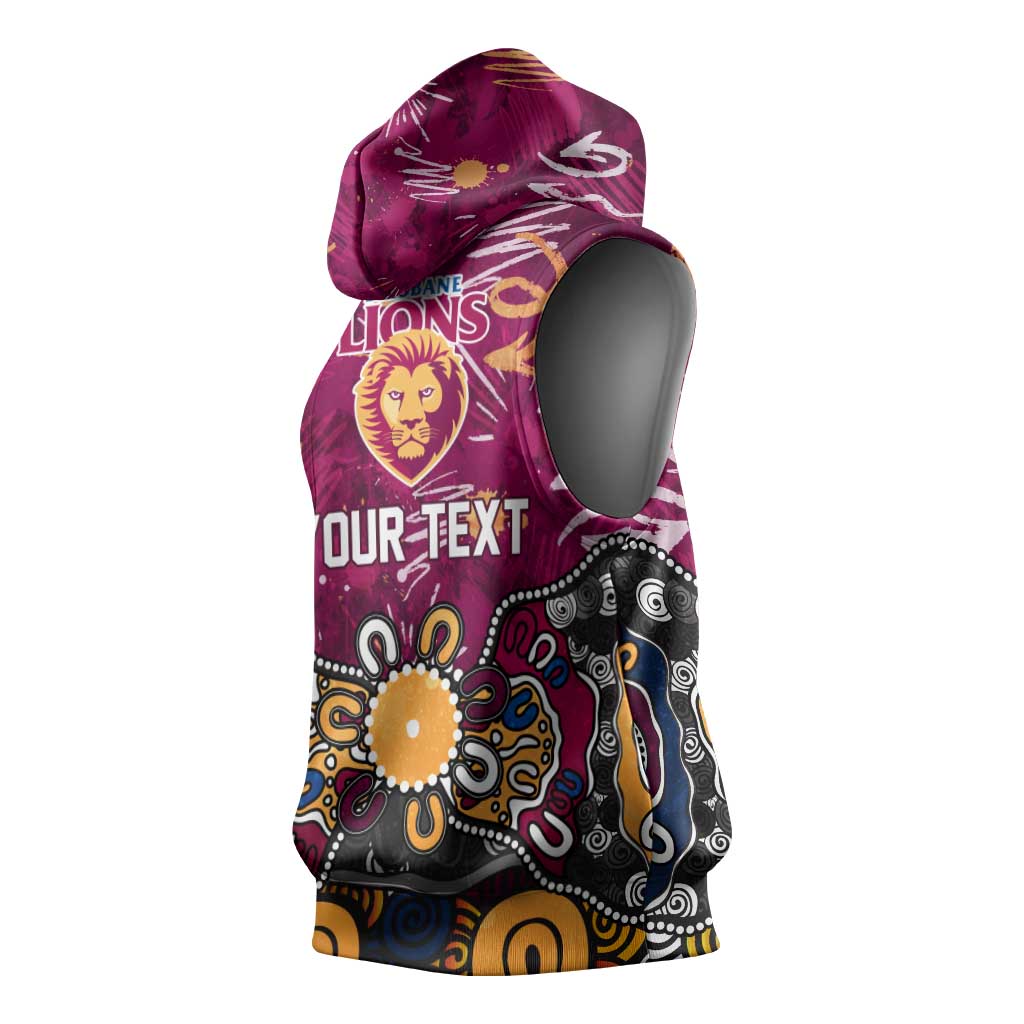Personalized Brisbane Lions Sleeveless Hoodie Aboriginal Dot Painting Graffiti Style