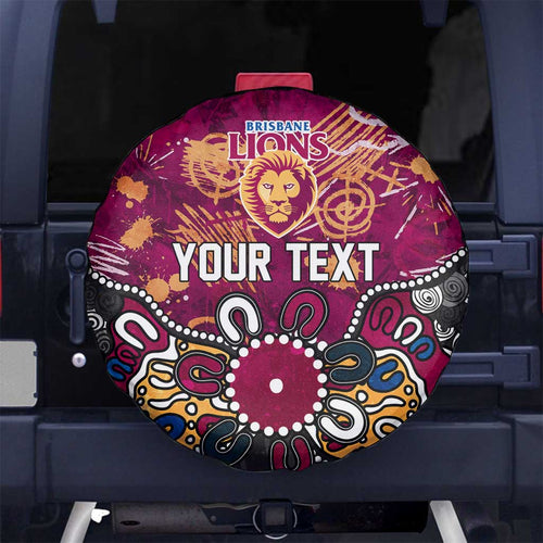 Personalized Brisbane Lions Spare Tire Cover Aboriginal Dot Painting Graffiti Style