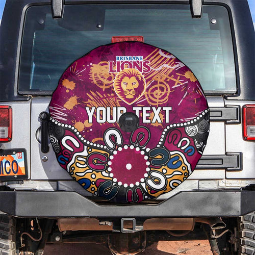 Personalized Brisbane Lions Spare Tire Cover Aboriginal Dot Painting Graffiti Style