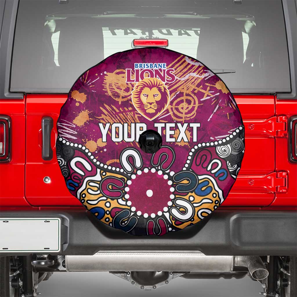 Personalized Brisbane Lions Spare Tire Cover Aboriginal Dot Painting Graffiti Style