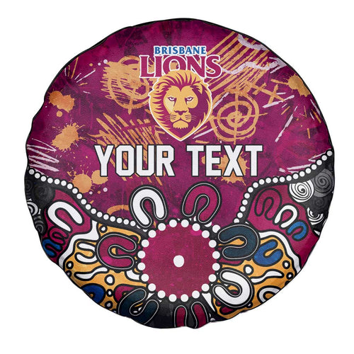 Personalized Brisbane Lions Spare Tire Cover Aboriginal Dot Painting Graffiti Style