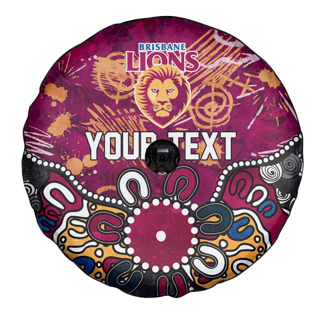 Personalized Brisbane Lions Spare Tire Cover Aboriginal Dot Painting Graffiti Style