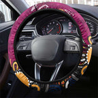 Brisbane Lions Steering Wheel Cover Aboriginal Dot Painting Graffiti Style
