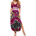 Personalized Brisbane Lions Summer Maxi Dress Aboriginal Dot Painting Graffiti Style