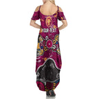 Personalized Brisbane Lions Summer Maxi Dress Aboriginal Dot Painting Graffiti Style