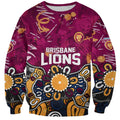 Personalized Brisbane Lions Sweatshirt Aboriginal Dot Painting Graffiti Style