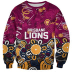 Personalized Brisbane Lions Sweatshirt Aboriginal Dot Painting Graffiti Style