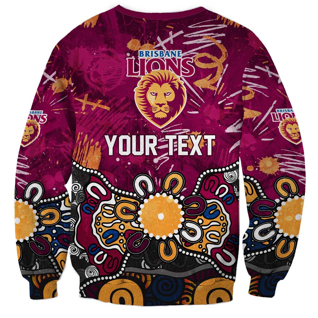 Personalized Brisbane Lions Sweatshirt Aboriginal Dot Painting Graffiti Style