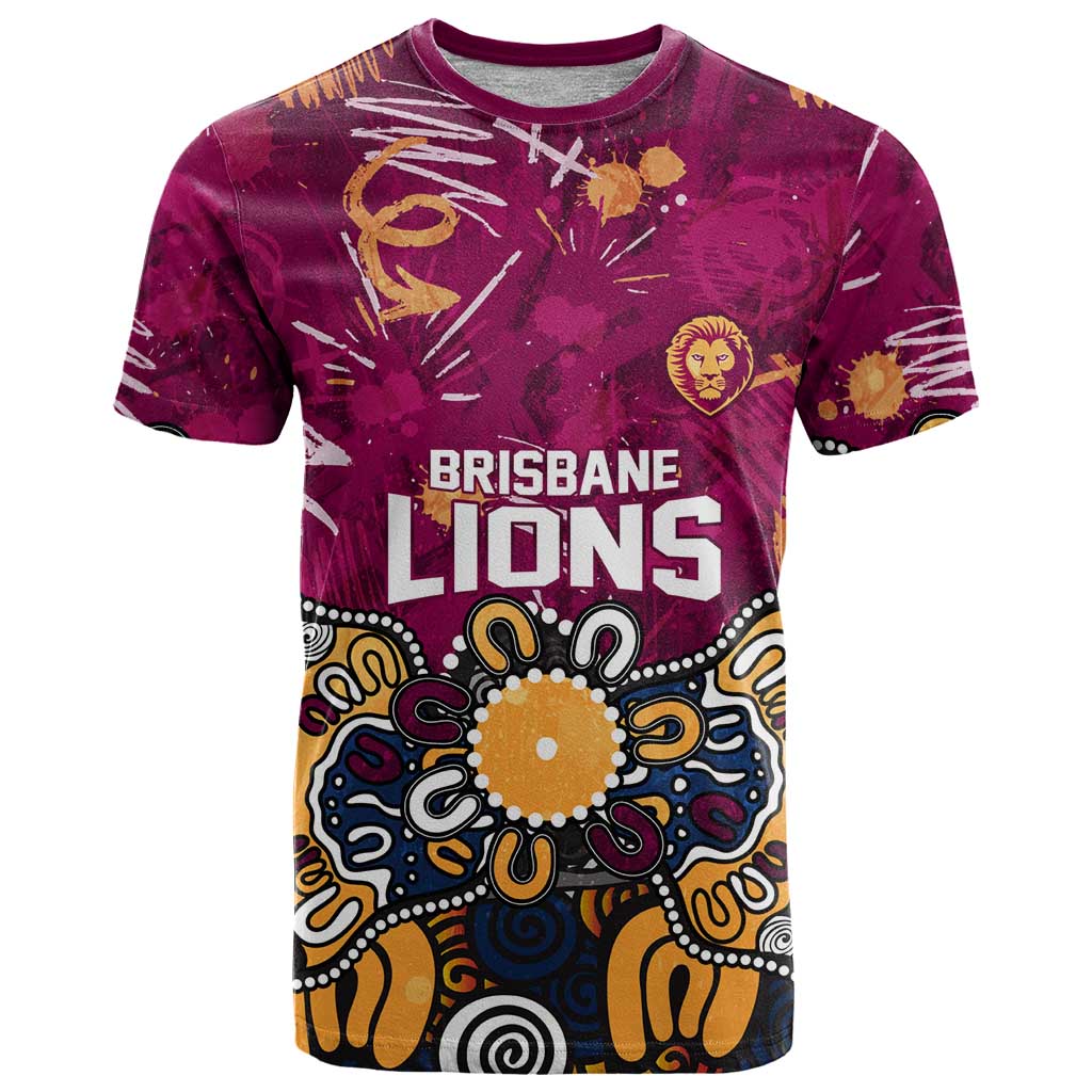 Personalized Brisbane Lions T Shirt Aboriginal Dot Painting Graffiti Style