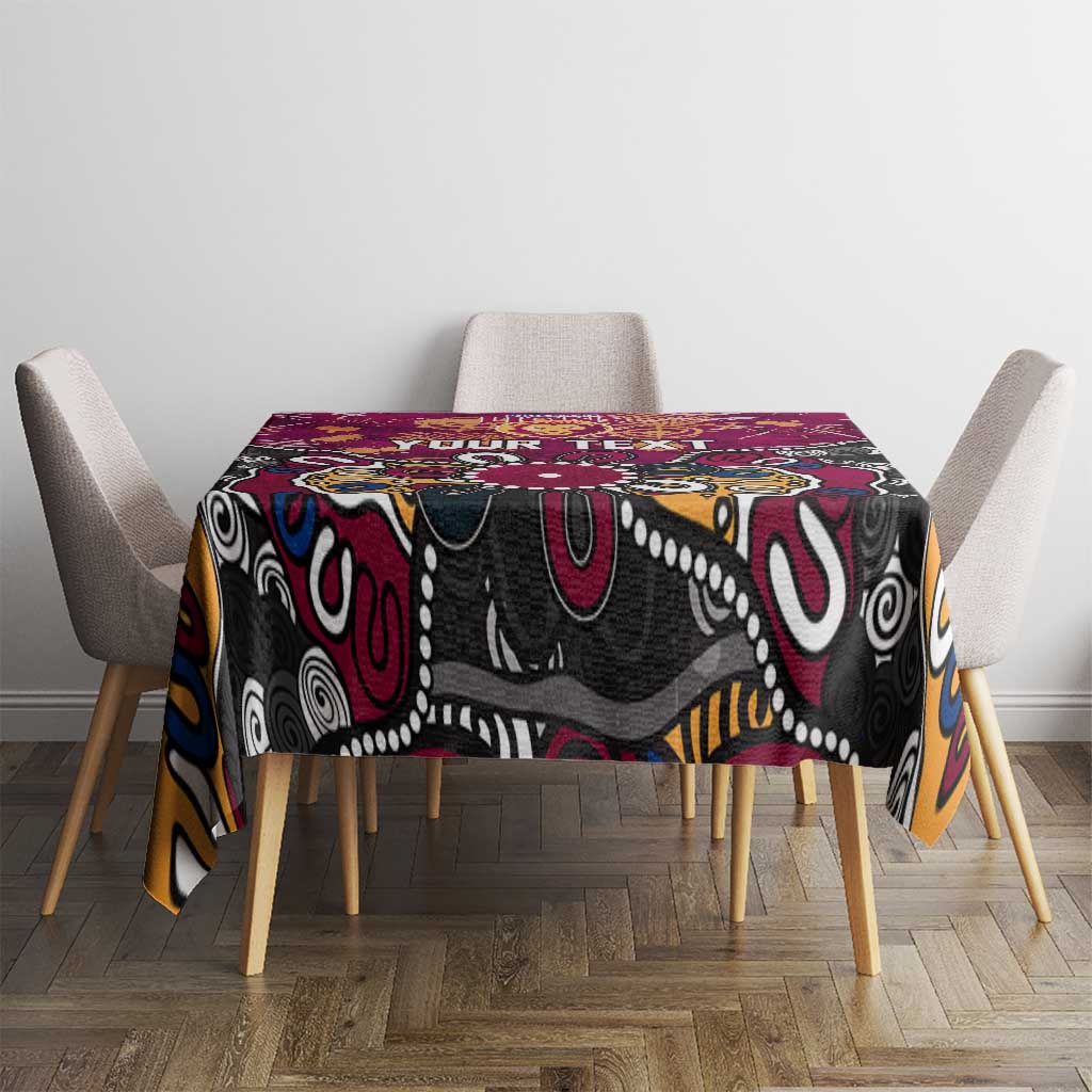 Personalized Brisbane Lions Tablecloth Aboriginal Dot Painting Graffiti Style