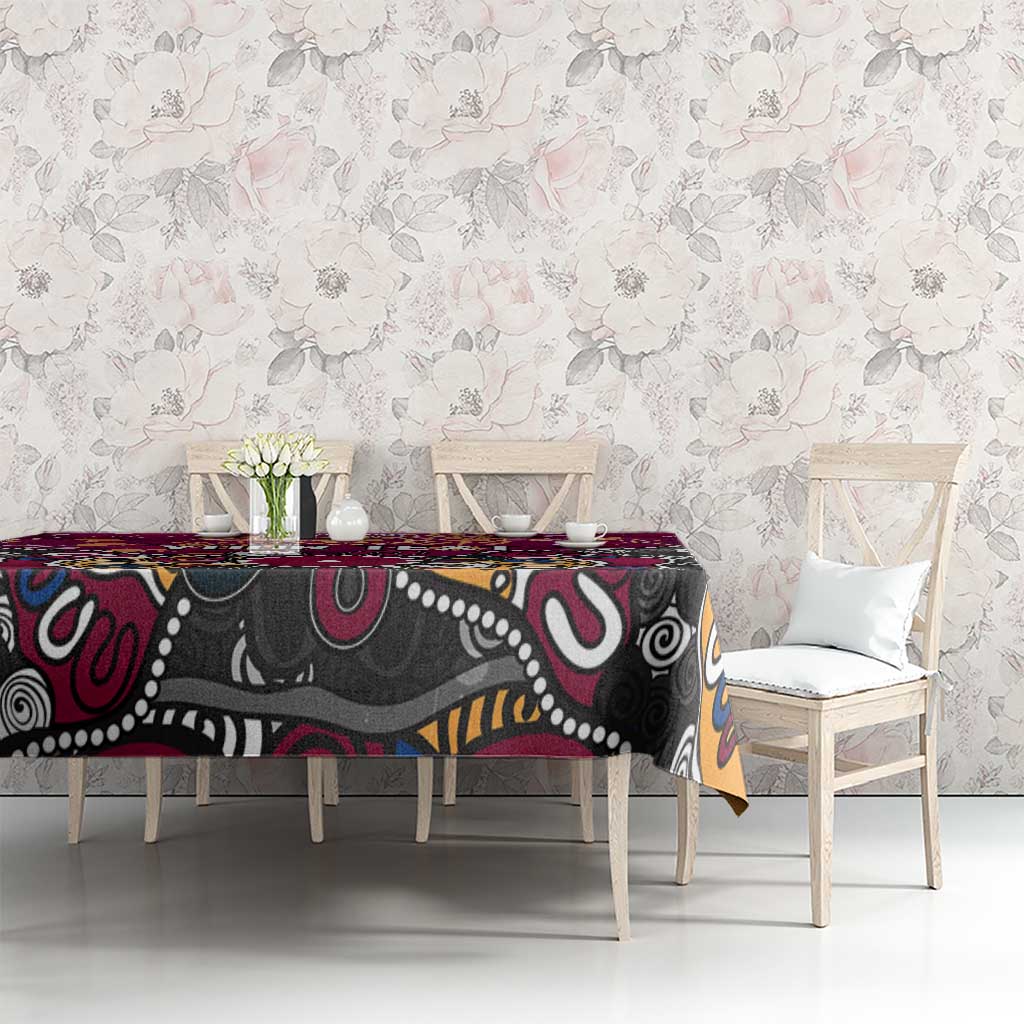 Personalized Brisbane Lions Tablecloth Aboriginal Dot Painting Graffiti Style