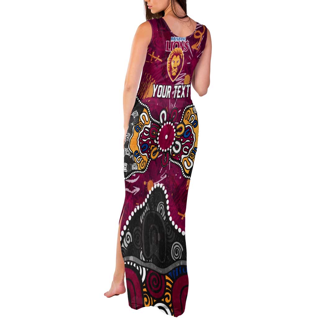 Personalized Brisbane Lions Tank Maxi Dress Aboriginal Dot Painting Graffiti Style