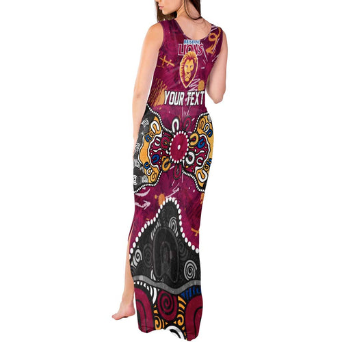 Personalized Brisbane Lions Tank Maxi Dress Aboriginal Dot Painting Graffiti Style