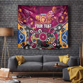 Personalized Brisbane Lions Tapestry Aboriginal Dot Painting Graffiti Style