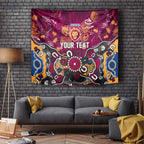 Personalized Brisbane Lions Tapestry Aboriginal Dot Painting Graffiti Style
