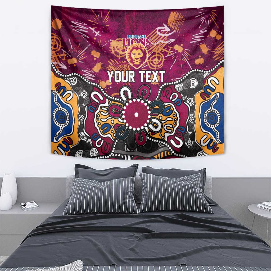Personalized Brisbane Lions Tapestry Aboriginal Dot Painting Graffiti Style