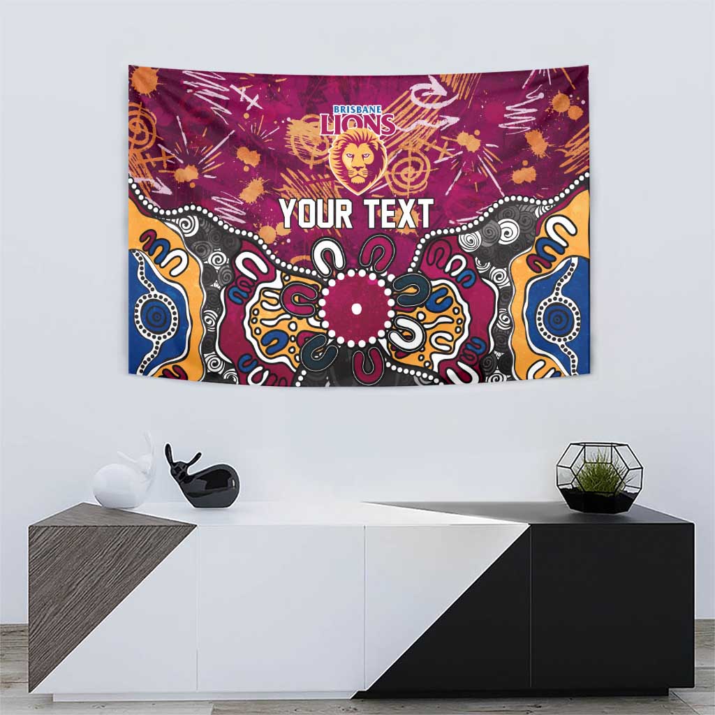 Personalized Brisbane Lions Tapestry Aboriginal Dot Painting Graffiti Style