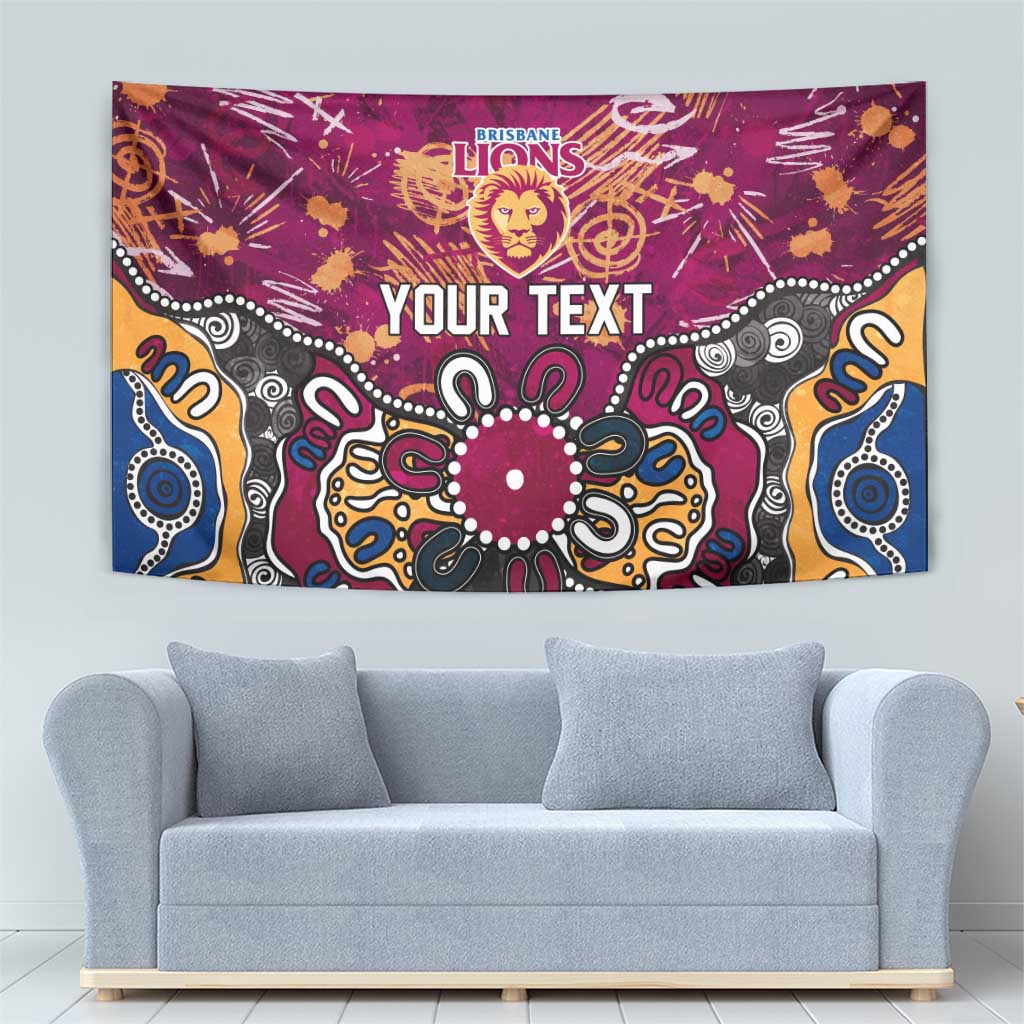 Personalized Brisbane Lions Tapestry Aboriginal Dot Painting Graffiti Style
