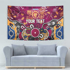 Personalized Brisbane Lions Tapestry Aboriginal Dot Painting Graffiti Style