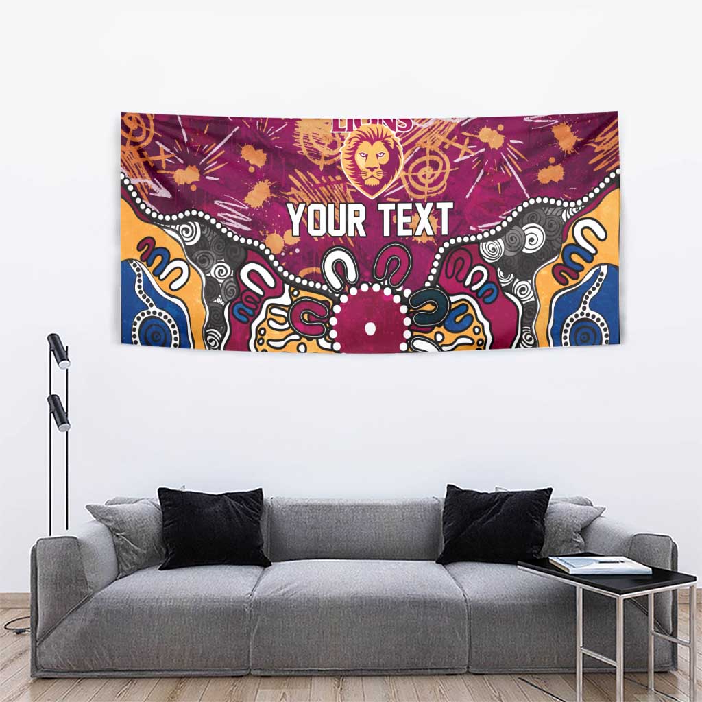 Personalized Brisbane Lions Tapestry Aboriginal Dot Painting Graffiti Style
