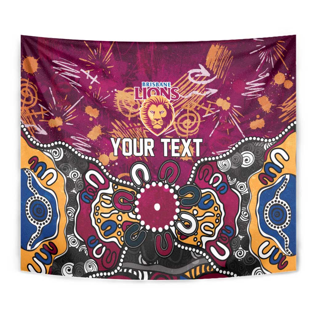 Personalized Brisbane Lions Tapestry Aboriginal Dot Painting Graffiti Style
