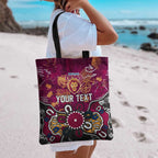 Personalized Brisbane Lions Tote Bag Aboriginal Dot Painting Graffiti Style