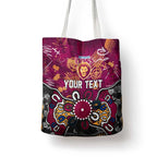 Personalized Brisbane Lions Tote Bag Aboriginal Dot Painting Graffiti Style