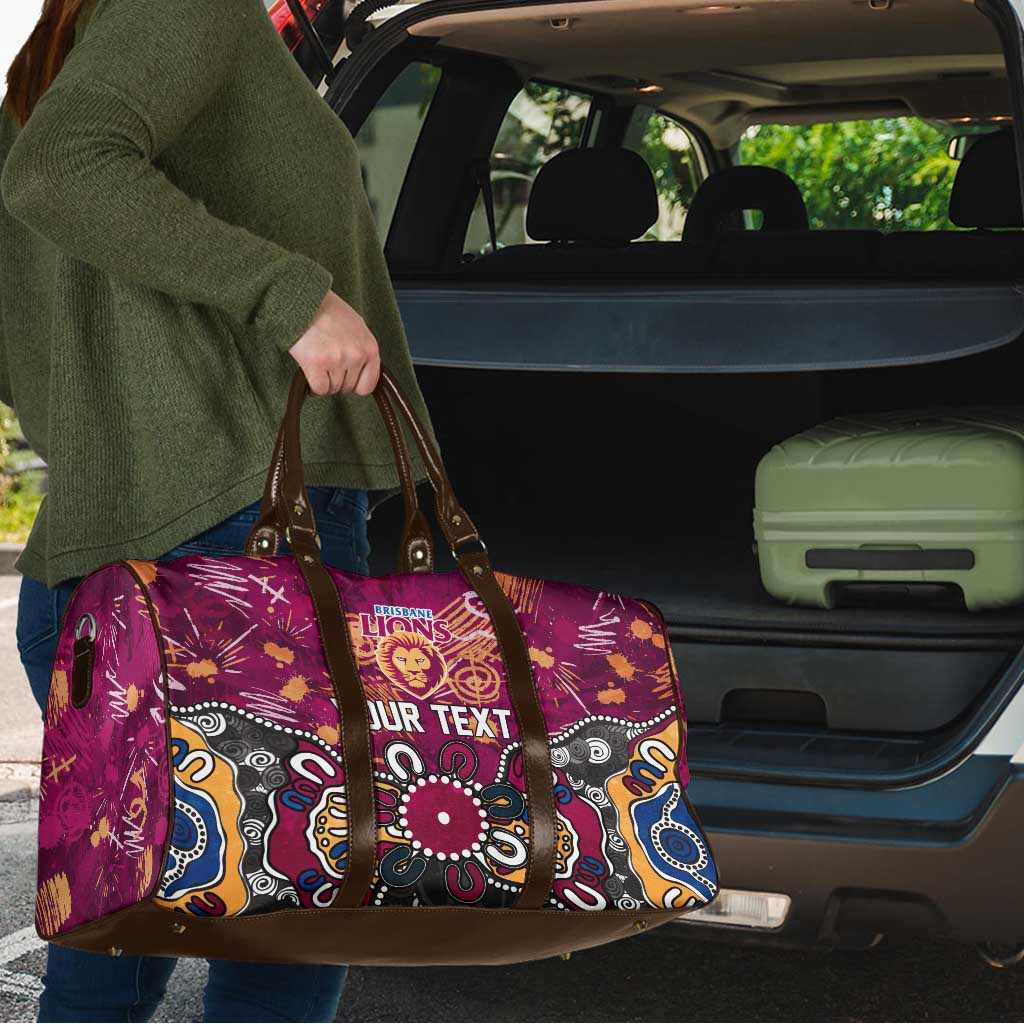 Personalized Brisbane Lions Travel Bag Aboriginal Dot Painting Graffiti Style