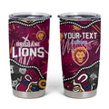 Personalized Brisbane Lions Tumbler Cup Aboriginal Dot Painting Graffiti Style