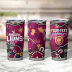 Personalized Brisbane Lions Tumbler Cup Aboriginal Dot Painting Graffiti Style