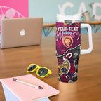 Personalized Brisbane Lions Tumbler With Handle Aboriginal Dot Painting Graffiti Style