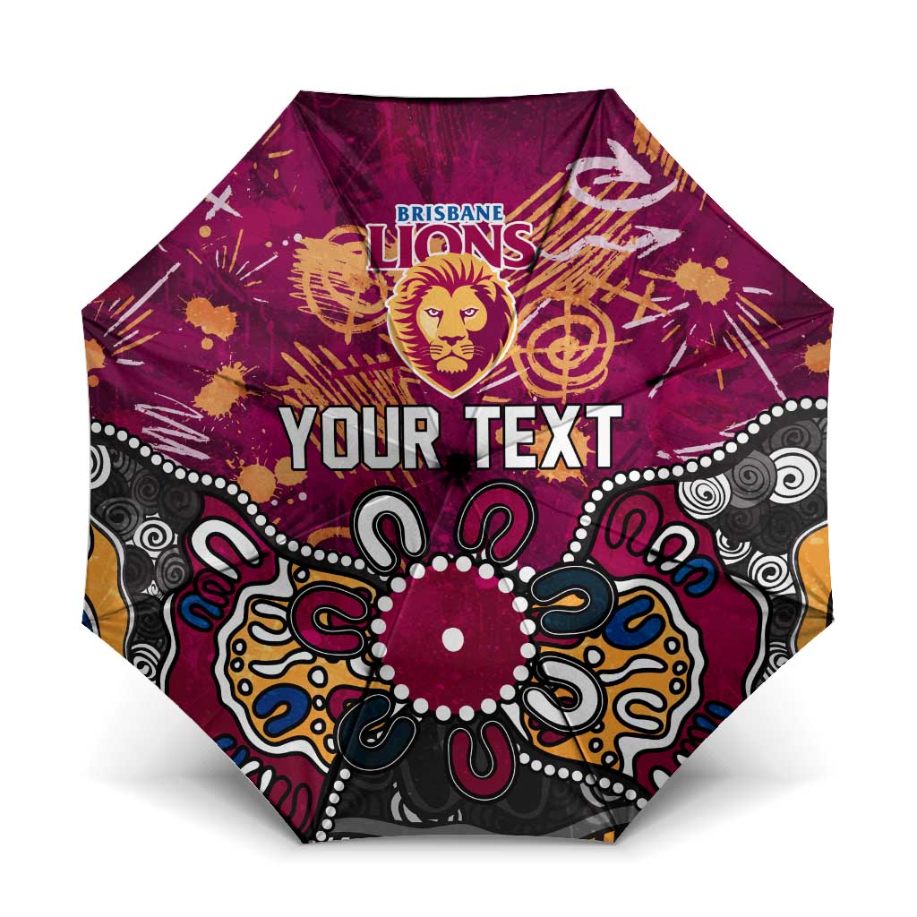 Personalized Brisbane Lions Umbrella Aboriginal Dot Painting Graffiti Style