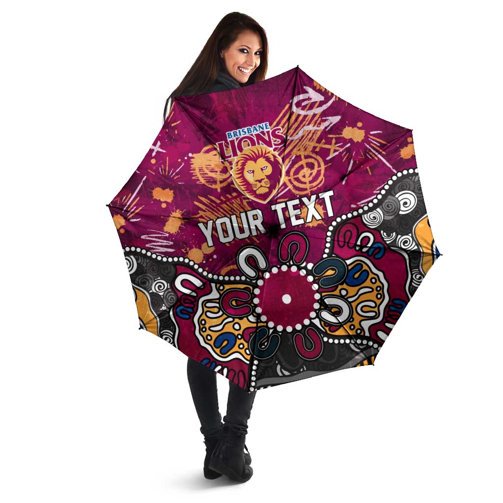Personalized Brisbane Lions Umbrella Aboriginal Dot Painting Graffiti Style