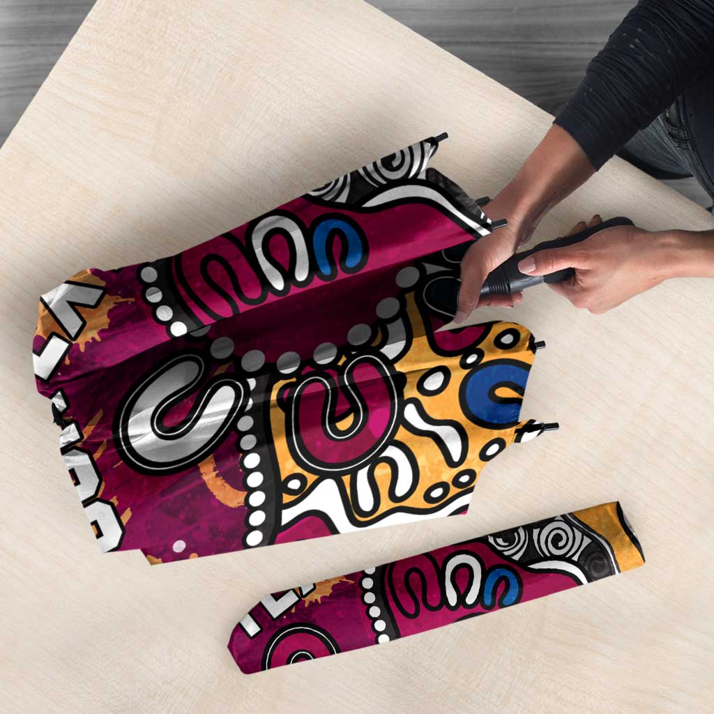 Personalized Brisbane Lions Umbrella Aboriginal Dot Painting Graffiti Style