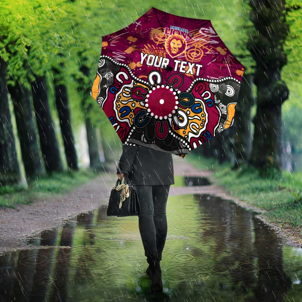 Personalized Brisbane Lions Umbrella Aboriginal Dot Painting Graffiti Style