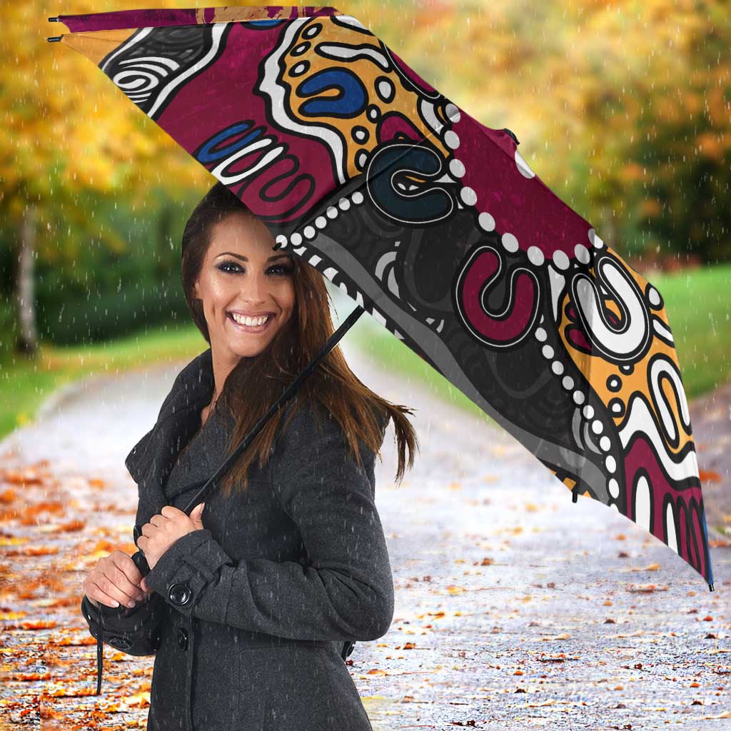Personalized Brisbane Lions Umbrella Aboriginal Dot Painting Graffiti Style