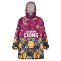 Personalized Brisbane Lions Wearable Blanket Hoodie Aboriginal Dot Painting Graffiti Style