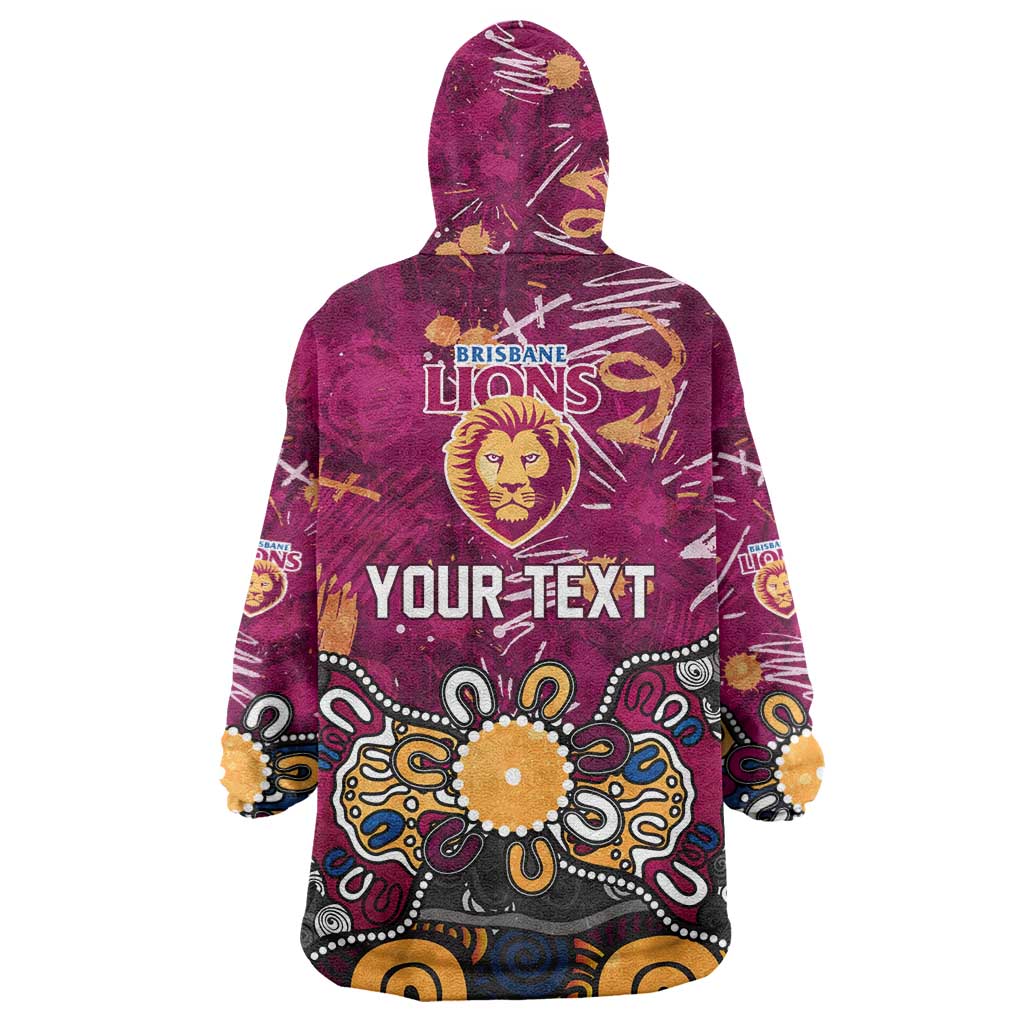 Personalized Brisbane Lions Wearable Blanket Hoodie Aboriginal Dot Painting Graffiti Style