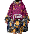 Personalized Brisbane Lions Wearable Blanket Hoodie Aboriginal Dot Painting Graffiti Style