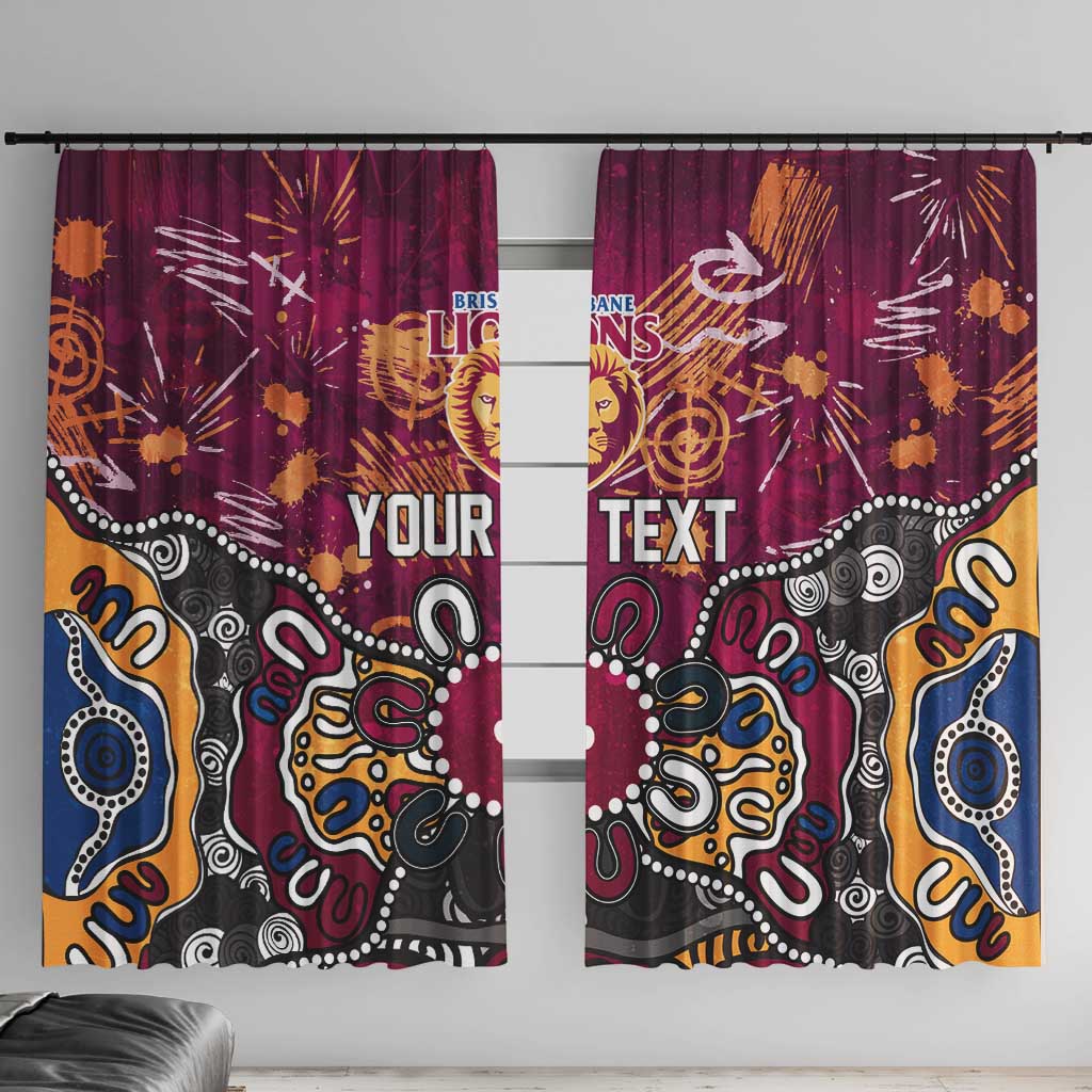 Personalized Brisbane Lions Window Curtain Aboriginal Dot Painting Graffiti Style