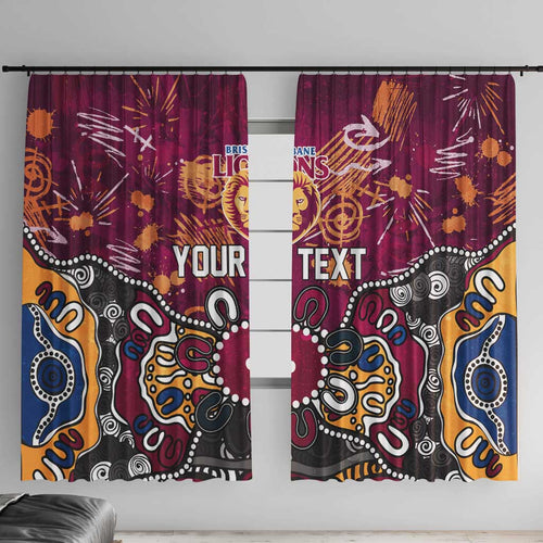 Personalized Brisbane Lions Window Curtain Aboriginal Dot Painting Graffiti Style