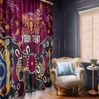 Personalized Brisbane Lions Window Curtain Aboriginal Dot Painting Graffiti Style